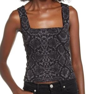 Leith (Nordstrom) Black Gray Snakeskin Crop Tank Wide Strap size XL